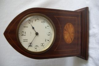 Antique Early 20th Century Inlaid Mahogany 8 Day Mantle Clock For Repair.