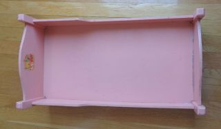 Vintage Pink Wooden Doll Bed with Extra Bedding 6