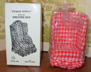 Dollhouse 1:12 Scale Red & White Check Upholstered Chair " Hello Dolly "