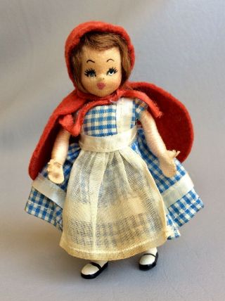 Vintage Alma Leblanc Tiny Town Felt Cloth Dollhouse Doll Little Red Riding Hood