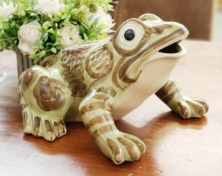Rare Extra Large Vintage Brush Mccoy Art Pottery Frog Figure 10 Inches Antique