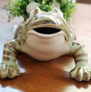 Rare Extra Large Vintage Brush McCoy Art Pottery Frog Figure 10 Inches Antique 3