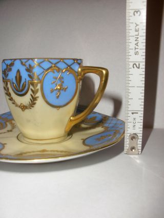 Antique Germany Dresden cup saucer hand painted gold gilt 6