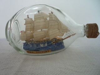 Vintage Model Hms Victory Ship In A Bottle Haig Dimple Wax Anchor Seal