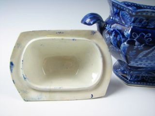 Antique Dark Blue Staffordshire Sugar Bowl Shell Pattern Circa 1825 5
