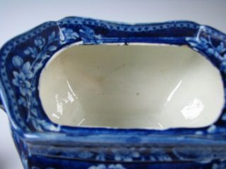 Antique Dark Blue Staffordshire Sugar Bowl Shell Pattern Circa 1825 6