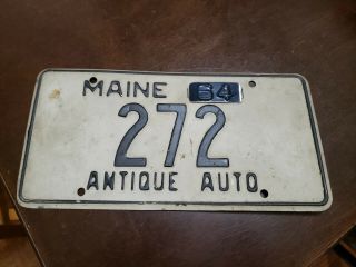 1964 Maine Antique Auto License Plate 272 1962 Base Plate Vintage Low Scarce