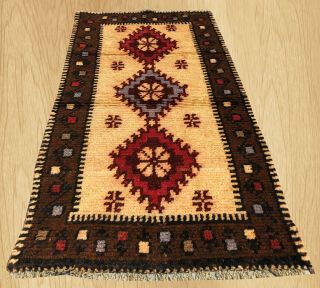 Authentic Hand Knotted Vintage Traditional Bulgaria Wool Area Rug 4.  5 X 2.  3 Ft