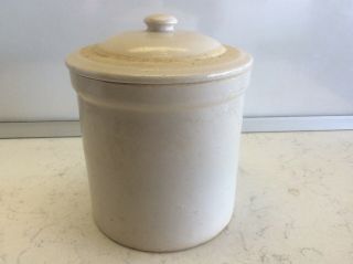 Antique Stoneware One Gallon Pantry Crock With Lid