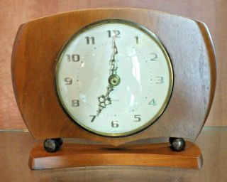 Vintage Smiths Wooden Mantle Clock Mid Century