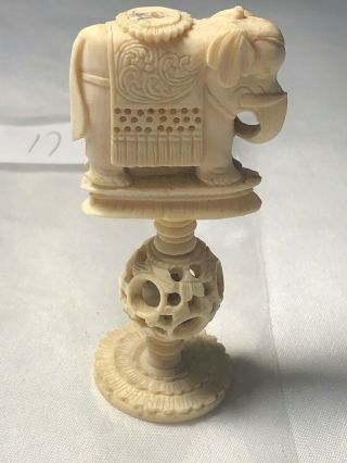 Antique Chinese Import Puzzleball Chess Piece White Rook 2 3/4 Inches Tall 17