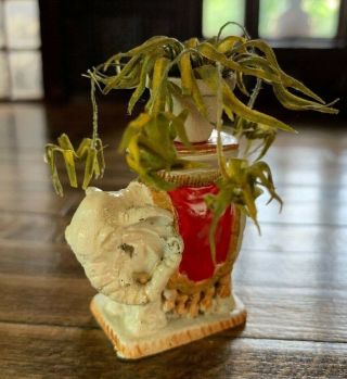 Artisan Miniature Dollhouse Vintage Elephant Stand Artisan Spider Plant Decor
