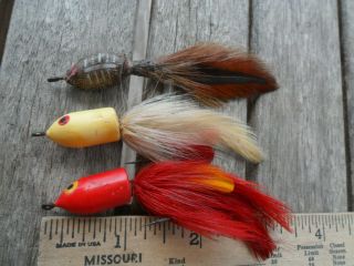 3 Vintage Fishing Lure Heddon Wilder Dilg Fly Rod - Great Colors