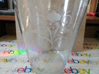 Large Vintage Antique Hand Blown Vase w/ Engraved Birds and Flowers - 2