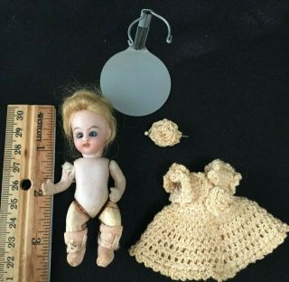 Vintage 3 1/2 " Bisque Miniature Doll Marking 20 S 0 1/2 3 Day
