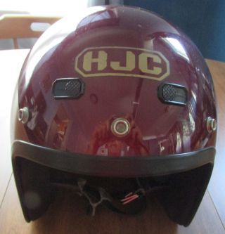 Vintage Hjc Open Face Fiberglass Helmet Model Fg - 3 Maroon Medium