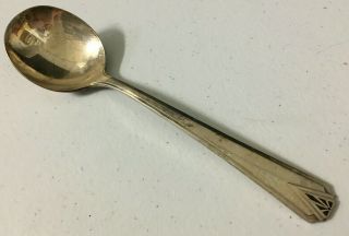 1 Round Gumbo Soup Spoon Deauville Oneida Community Silverplate 1929 Art Deco V