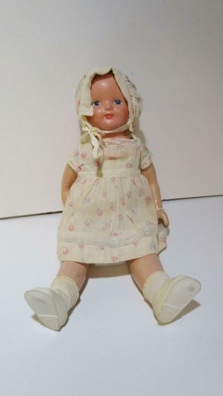 Effanbee Composition Baby Dainty Doll Rosebud Dress And Bonnet 14 "