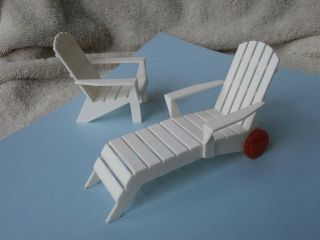 VHTF Vintage Ideal Plastic Dollhouse WHITE CHASE LOUNGE PATIO CHAIR 2