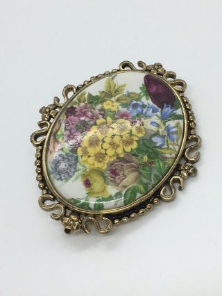 Victorian Flower Garden Rose Antique Brooch S Detail Limoge Edwardian Vintage 3