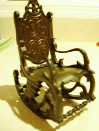 Dollhouse Miniature Vintage Walnut Carved Ornate Dragon Rocking Chair1:12 2