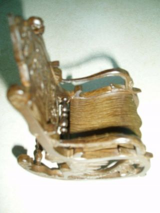 Dollhouse Miniature Vintage Walnut Carved Ornate Dragon Rocking Chair1:12 5