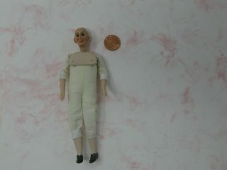 Dollhouse Miniatures Artisan Porcelain Vintage Male Doll Signed And Dated 1981