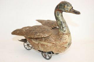 Antique Germany Gunthermann Goose Swan Hand Painted Wind Up Tin Toy