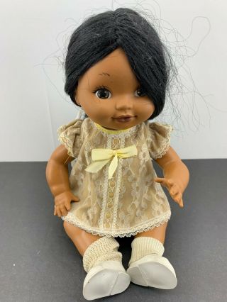 Vintage Shindana Toys Drink & Wet Baby Doll Little Friends Ethnic Hispanic 12 "
