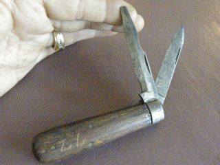 Antique 1904/1917 Schrade Cut Co Walden Ny Ebony Wood Handle Jack Knife