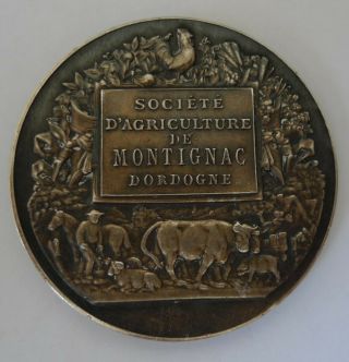 Antique french Art Nouveau deco Signed Sterling Silver Medal old Vintage 2