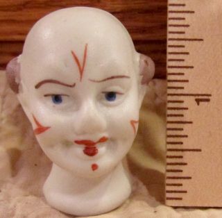 Antique German Closed Mouth Bisque Clown Doll Head,  Perfect