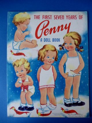 Vintage 1940s The First Seven Years Of Penny Paper Dolls Book Uncut