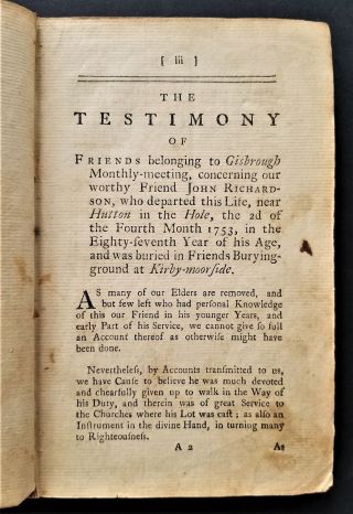 1774 antique LIFE of CHRIST leather 3rd ed Bible Quaker John Richardson 5