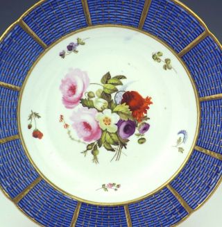Antique Spode Porcelain - Hand Painted Flowers Bowl - Gilt & Blue Borders 2