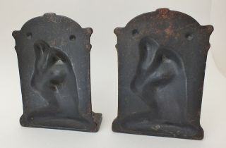 Antique Vintage THE THINKER Bookends RODIN Book Ends CAST IRON Bronze 4