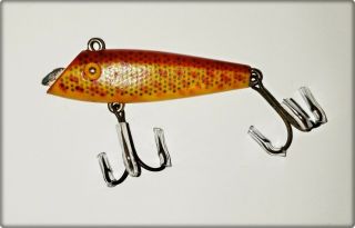 Tough L&S 6528 Trout Master Deep Runner Lure Red Speckles c 1950 2