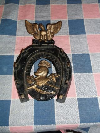 Metal Horseshoe Eagle Knights Of Pythias 6 1/4 Inches High
