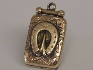 An Exquisite Antique Victorian Rose Gold B&f Horseshoe Photo Locket Pendant