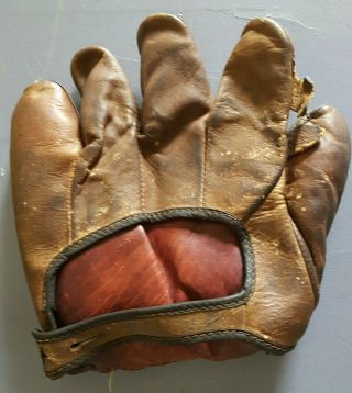 Antique A.  G.  Spalding & Bros Baseball Glove Leather Web Mitt Early 1900 