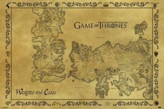 Game Of Thrones - Antique Map 24x36 Poster Tv Series John Snow Film Wall Art Old