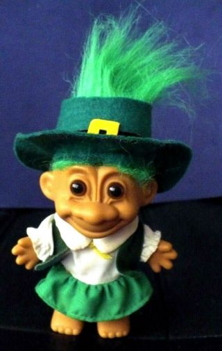 Vintage Russ 4.  5 " Irish Girl Leprechaun Troll St Patricks Day W/tag