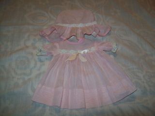 Adorable Vintage Pink Baby Doll Dress With Matching Bonnet
