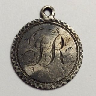 Antique Victorian Canada Sterling Silver Love Token Double Sided Hand Engraved D