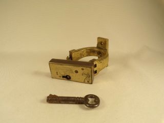 Antique Brass Eagle Lock Co Cue Lock W/ Key Rare Lock Padlock Terryville Conn