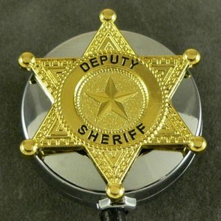 Deputy Sheriff Police Retractable Id Card Badge Holder Pull Reel Chrome