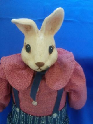 Vintage Ceramic Rabbit Head Romper Outfit Dress Doll - Paws Toes = Ceramic
