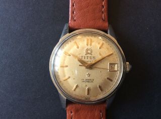 Vintage Titus Automatic Mans Watch With Date Running Well Strap