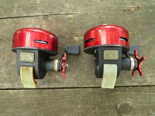2 - Vintage Abu Garcia Abumatic 140 Red Fishing Reel Product Of Sweden