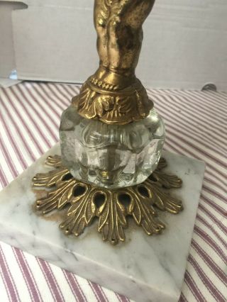 Antique Italian Gilt brass,  marble crystal Candle holder,  Candelabra 5